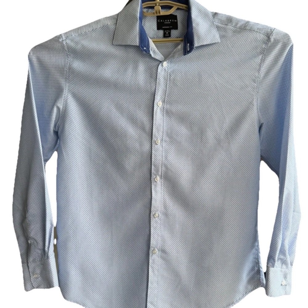 Calabrum London Modern Fit Dress Shirt M Blue Print